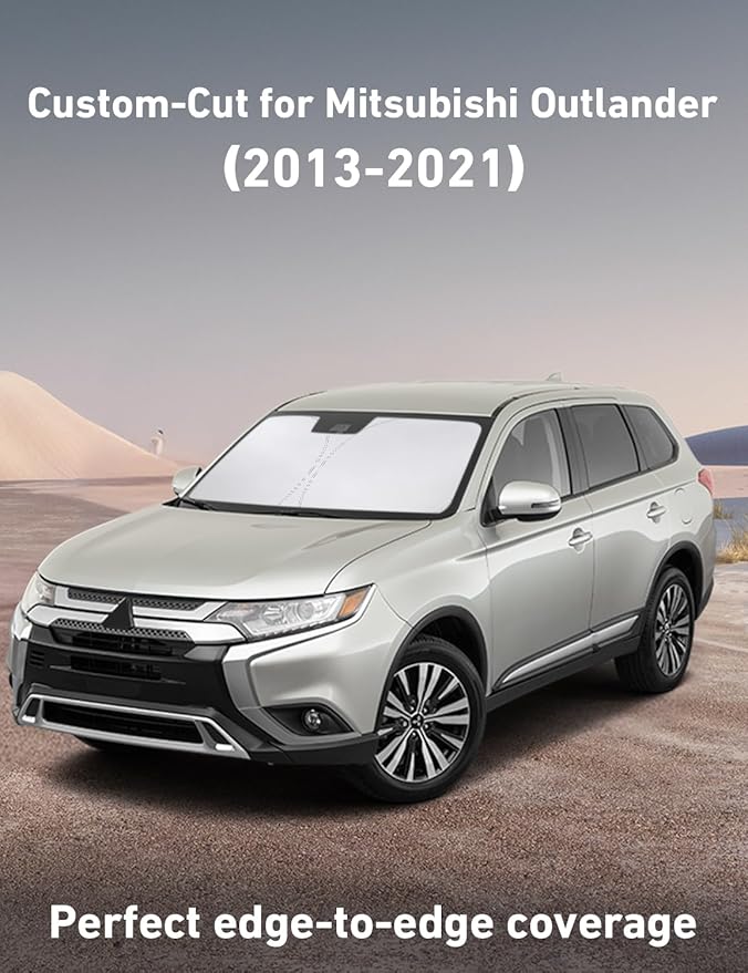 Econour Windshield Sunshade for Mitsubishi Outlander 2013-2019 2020 2021, Sun Visor for Front Windshield & Window Sun Shade Cover, UV Heat Blocker & Protector, Car Accessories
