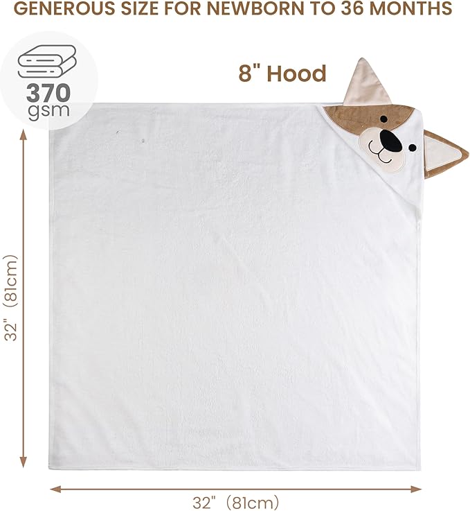 Mooreeke 2 Pack Toddler Towels - 100% Cotton Toddler Hooded Towels - Soft Baby Bath Towel with Hood for Newborn - Comfort Towel for Baby Girls and Boys - Animal Shaped (Puppy & Cat)