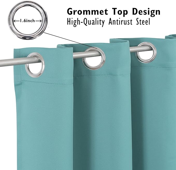 ChrisDowa Blackout Curtains 84 inches Long for Bedroom - 2 Panels Set Grommet Thermal Insulated Room Darkening Curtains for Living Room (Aqua, 52 x 84 Inch)