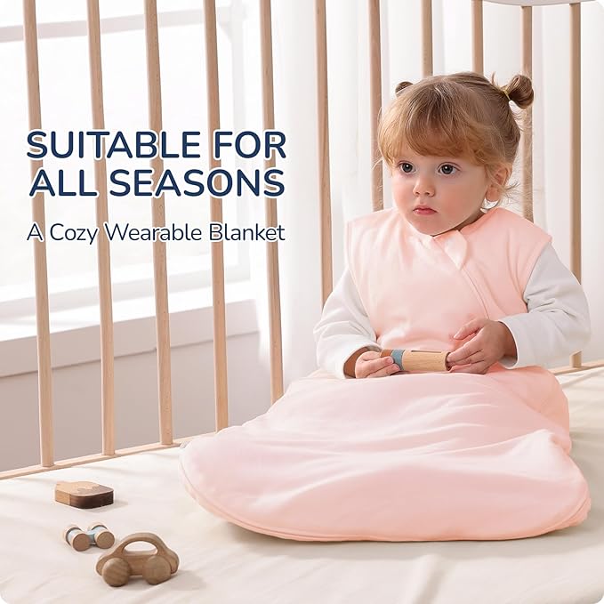 usbettas 1.0 Tog 2.5 Tog Baby Sleep Sack, 100% Cotton Baby Sleeping Bag 3-24M, 2-Way Zipper Baby Wearable Blanket