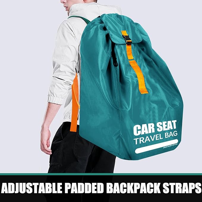 Car Seat Travel Bag for Airplane, Large Car Seat Bags for Air Travel with Padded Straps, Gate Check Storage Bag/Backpack for Car Seat Airport, Carseat Cover Travel - Baby Travel Essentials for Flying