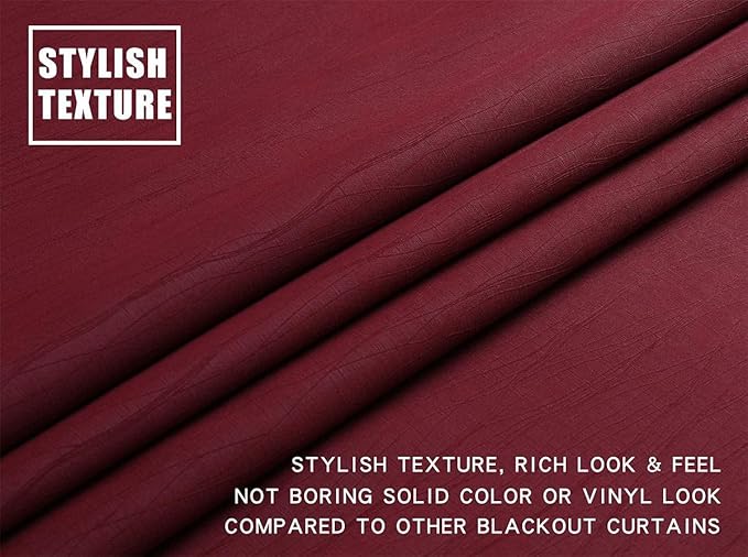 G2000 100% Blackout Curtains for Bedroom & Living Room - 95 Inch Burgundy Red, Thermal Lined, Insulated, Light Blocking, Noise Reducing, 2 Panels
