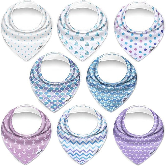KiddyStar Organic Cotton Baby Bibs for Boys & Girls – Soft, Absorbent Teething & Drool Bibs - Adjustable Snaps for Toddlers