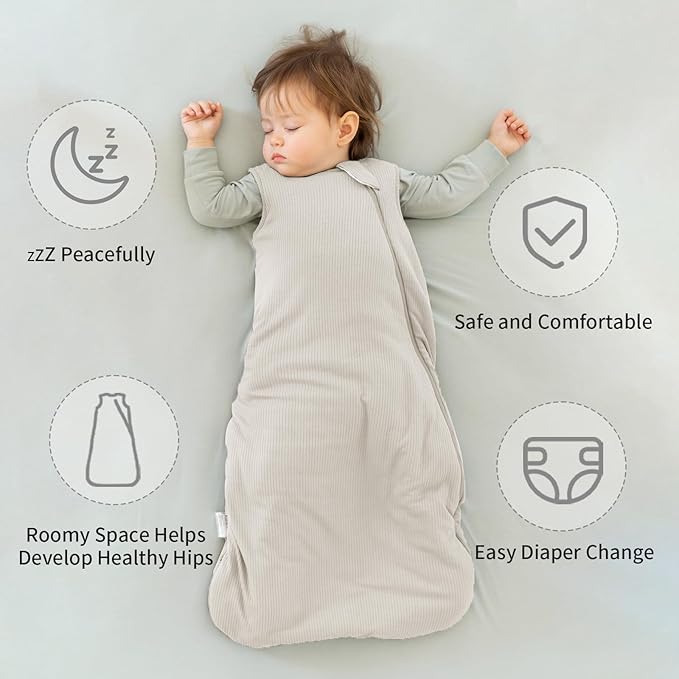 BubblePanda Rayon Made from Bamboo Sleep Sack 18-24 Months 1.0 Tog Supersoft & Breathable Toddler Sleep Sack 2t Baby Wearable Blanket with 2-Way Zipper Unisex Sleeping Bag for Babies