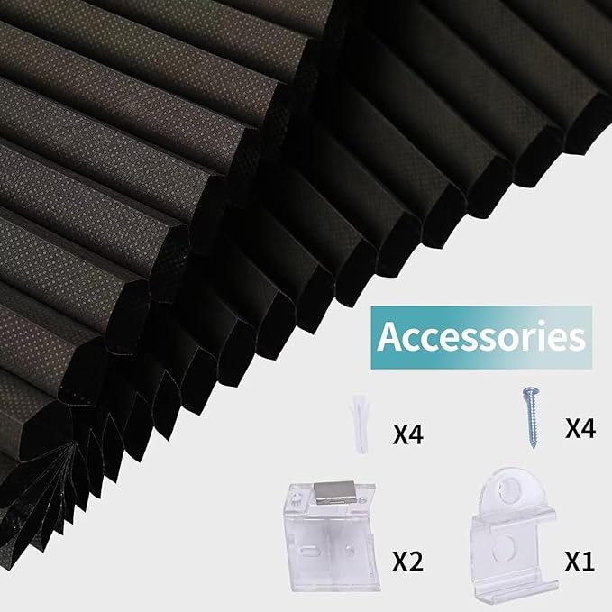 MYshade Cordless Blackout Window Blinds & Shades Pull Down Room Darkening Window Shades Light Blocking Honeycomb Cellular Shade for Indoor Windows Easy to Install 38 inch Wide, H72 Black Blinds