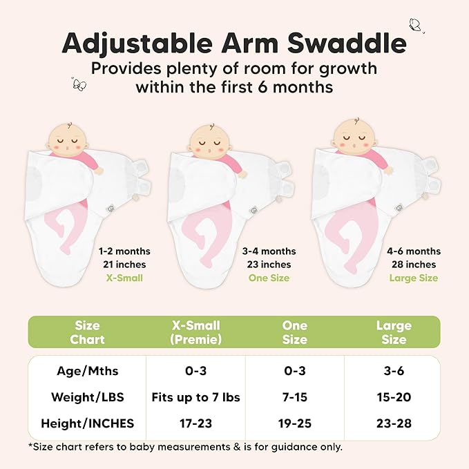 3-Pack Organic Baby Swaddle Sleep Sacks - Swaddles for Newborns, Infant 0-3 Months, Baby Girls, Boys, Soft & Snug Newborn Sleep Sack, Nursery Swaddling Blankets (Cloud, XS)