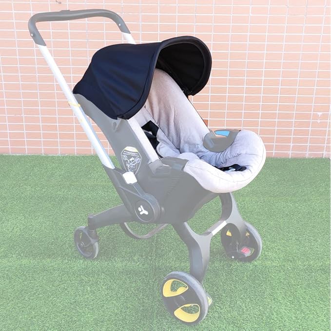 Replacement Canopy & Seat Cushion Set Compatible with Doona+ Car Seat Stroller - Sunshade Cover & Textile Fabric Accessories - Breathable, Machine Washable (Black&Beige)