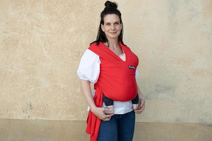 Cuddlebug Baby Wrap - Hands-Free Baby Carrier Wrap - Soft & Stretchy Baby Wraps Carrier - Carrier Newborn to Toddler 7-35 lbs - One-Size-Fits-All Holder - Hip-Healthy (Red)