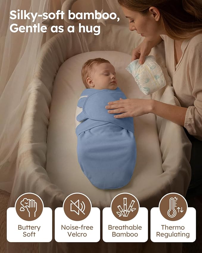 Yoofoss Baby Swaddle for Newborns 0–3 Months, Adjustable Soft & Breathable Swaddles,Noiseless Closure Swaddle Sleep Sack, Durable & Snug Fit