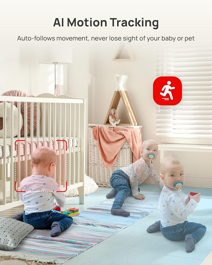 Dual Lens Security Indoor Camera 5G/2.4G WiFi, 2K+2K Pet Smart Camera with Pan Tilt for Home, Baby Monitor, AI Tracking, Motion Detection, Color Night Vision, 2-Way Talk, No Dead Zone, 355° View