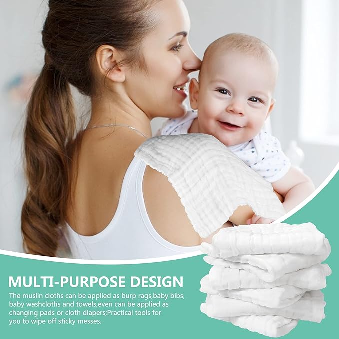 Baby Muslin Washcloths Baby Towels and Washcloths for Face Newborn Essentials Registry Baby Muslin Burp Cloths and Wash Cloths for Sensitive Skin 10 Pack 10x10 Inches