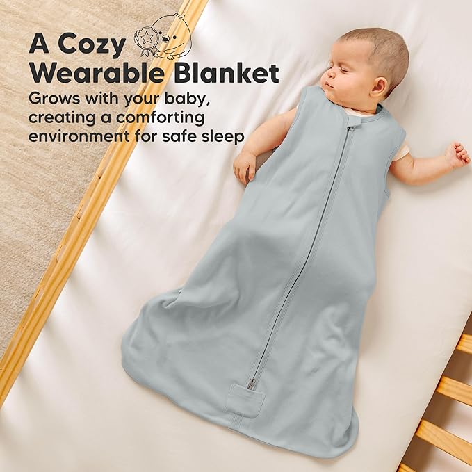 2-Pack Baby Sleep Sacks, Zipper Wearable Blanket - 0.5TOG Organic Cotton, Lightweight, Soft Cozy Toddler Sleeping Sack 12-24 months, Easy to Wear Large Newborn Transition Swaddles Sleepsacks (Toasty)
