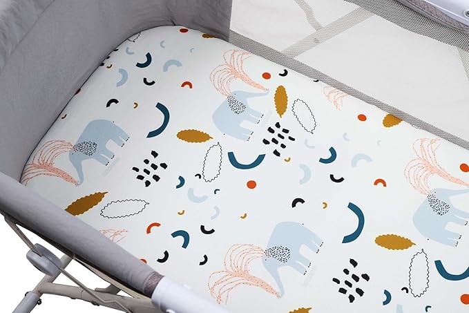 Onacosht Stretchy Bassinet Sheets 33" x 19" Compatible with Mika Micky, KoolaBaby (3 in 1), BabyBond, HARPPA and RICUTON Bedside Bassinet, 3 Pack, Elephant Giraffe Zebra Printing