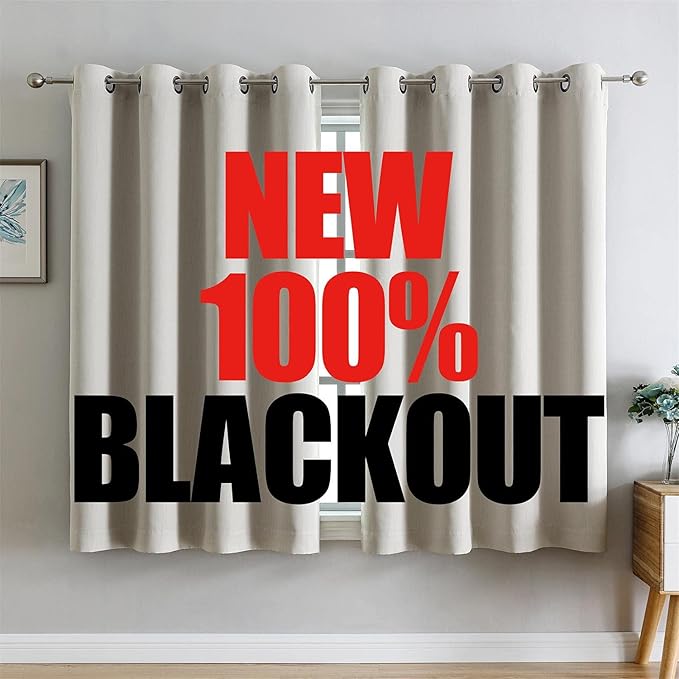 G2000 100% Blackout Curtains for Bedroom Living Room 63 Inch Length Beige Room Darkening Window Grommet Thermal Lined Insulated Light Blocking Noise Reducing 2 Panels Set