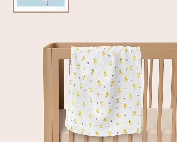 Muslin Swaddle Blankets, Soft Breathable Cozy Baby Blankets for Newborn Boys and Girls, 47” X 47“, 2 Pack Receiving Swaddles, 70% Viscose from Bamboo 30% Cotton (Playful Pals)