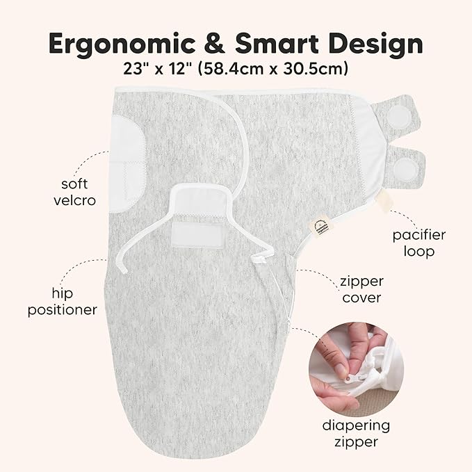 Baby Swaddle Sleep Sacks with Zipper - 3-Pack Swaddles for Newborns 0-3 Months, Infant, Baby Girls, Boys, Soft & Durable Newborn Sleep Sack, Easy Diaper Change Swaddling Blanket (Aspire)