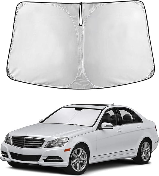 Econour Windshield Sunshade for Mercedes-Benz C-Class 2008-2012 2013 2014, Sun Visor for Front Windshield & Window Sun Shade Cover, UV Heat Blocker & Protector, Car Accessories