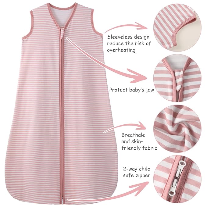 Looxii Baby Sleep Sack 0.5 TOG, 100% Cotton 3 Pack Wearable Blanket Baby Sleep Bag for Newborn Infant, 2-Way Zipper Lightweight Toddler Sleeping Sack 0-6 Months