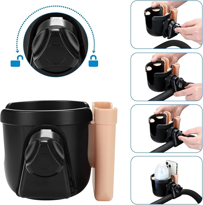 Accmor 2-in-1 Walker Cup Holder with Phone Holder, Wheelchair Cup Holder, Rollator Cup Holder, Cup Phone Holder for Walker, Wheelchair, Rollator, Mobility Scooter
