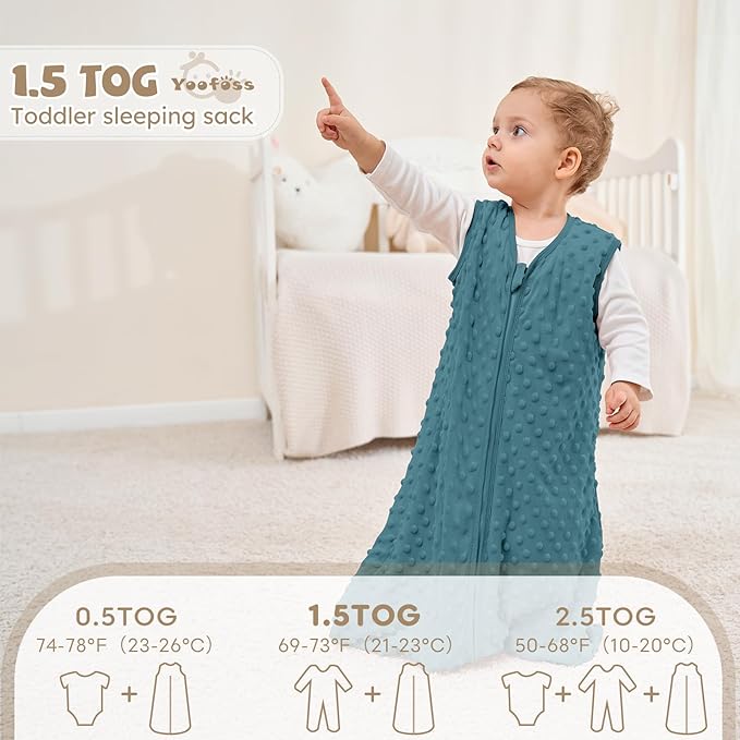 Yoofoss Fleece Baby Sleep Sack 0-6 Months with Plush Dots, TOG 1.5 Baby Wearable Blanket with 2-Way Zipper, Cotton Toddler Sleep Sack Fleece
