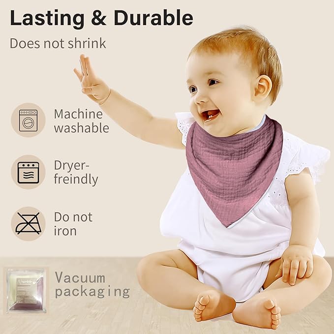 NISXABEBE Muslin Baby Bibs,Soft Triangular Baby Bandana Drool Bibs for Baby Boy Girl,Solid Colors Bib for Drooling Teething