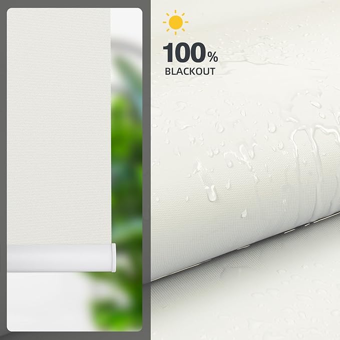ZSTARR Motorized Smart Blind for Window with Remote Control, Automatic Blackout Roller Shade Customizable Size,with Valance Child Safety Rechargeable Battery Blinds (Milky White)