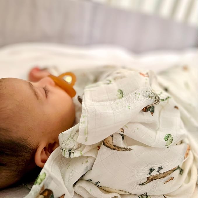 LifeTree Baby Swaddle Blankets, Muslin Swaddle Blankets Boys Girls Swaddling Wrap Receiving Blanket for Newborn, 70% Viscose Bamboo and 30% Cotton, Large 47" x 47", Mallard Duck Pattern