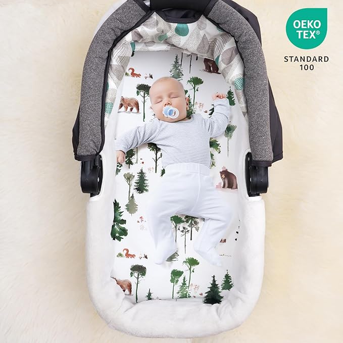 david's kids 3 Pack Bassinet Sheets, Ultra Soft Breathable Comfortable Baby Sheet Set for Boys Girls Neutral, Univeral Fit for Most Cradle and Bassinet Mattress, Woodland Animals
