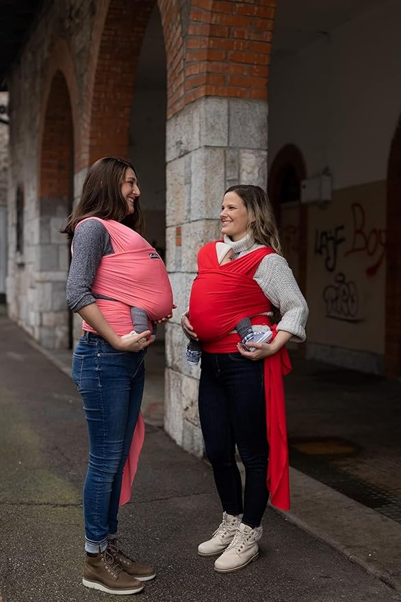 Cuddlebug Baby Wrap - Hands-Free Baby Carrier Wrap - Soft & Stretchy Baby Wraps Carrier - Carrier Newborn to Toddler 7-35 lbs - One-Size-Fits-All Holder - Hip-Healthy (Red)