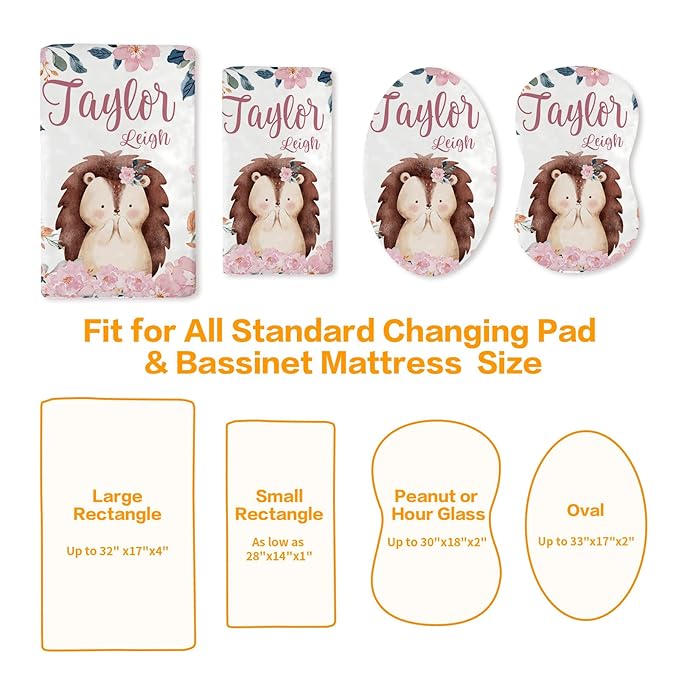 Custom Changing Pad Cover Set - Jersey Knit Ultra Soft Unisex Waterproof Diaper Changing Table Covers with Personalized Name for Baby Boys Girls - Comfy Cozy 2 Pcs Set Style19
