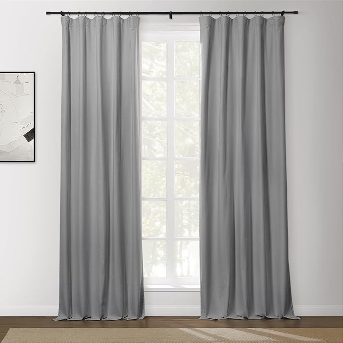 ChadMade Rod Pocket Back Tab Hook Belt Flat Hooks Blackout Curtains 96 Inches Long, Privacy Protection Window Treatments for Living Room Bedroom, Grey, 2 Panels, 50 W x 96 L Inch