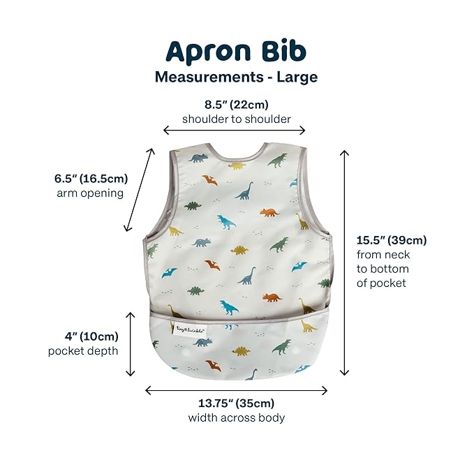 Tiny Twinkle Mess Proof Baby Bib for Boys | Waterproof Toddler Bib for Eating | Baby Apron for Feeding, Machine Washable | Perfect Shower Gift (Dinosaur, 2-4Y)
