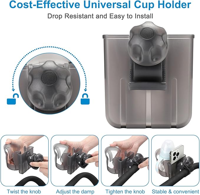 Accmor 2-in-1 Walker Cup Holder with Phone Holder, Wheelchair Cup Holder, Rollator Cup Holder, Cup Phone Holder for Walker, Wheelchair, Rollator, Mobility Scooter