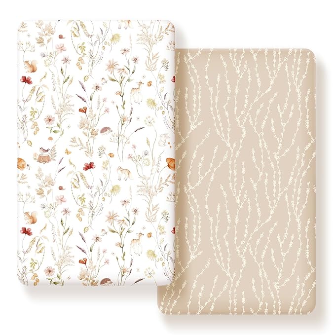 GRSSDER Stretch Ultra Soft Jersey Knit Fitted Crib Sheets Set 2 Pack, Universal Fit All Standard Crib Mattress Pads Safe and Snug, Crib Fitted Sheet with Deep Pocket, Original Design for Baby