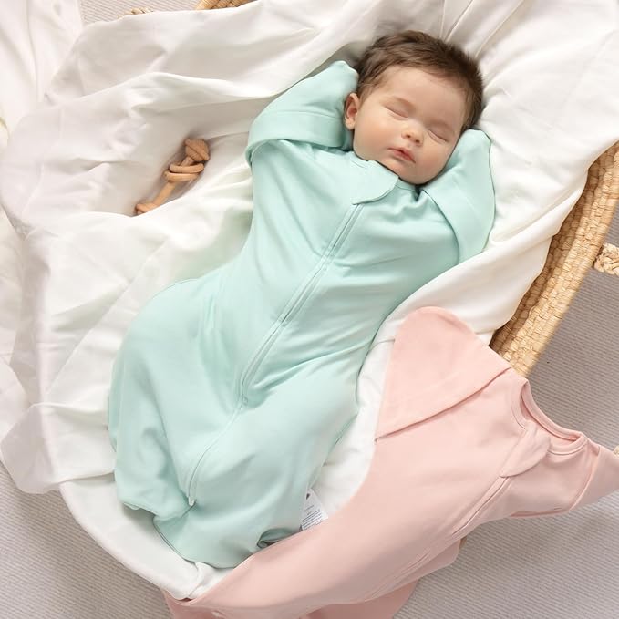 MEXXI Swaddle Baby Sleep Sack With Arms Up, 2 Pack Baby Transitional Swaddle with Double Zipper,0.5 TOG