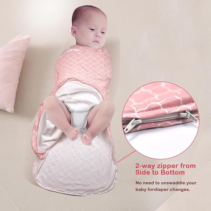 Baby Swaddle,Sleep Sack 6-12 Months,Adjustable WearableTransition Blanket,Miracle Swaddles for Babies Large,100% Cotton-2-Piece