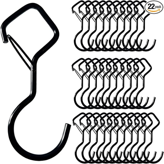 Heavy Duty Screw Hooks for Hanging, 4-Inch Ceiling Hooks with Safety Lock, Strong Hooks for Plants, Clothes, Kitchen Utensils, String Lights, Handbags, Towels (Black, 32 Pcs)