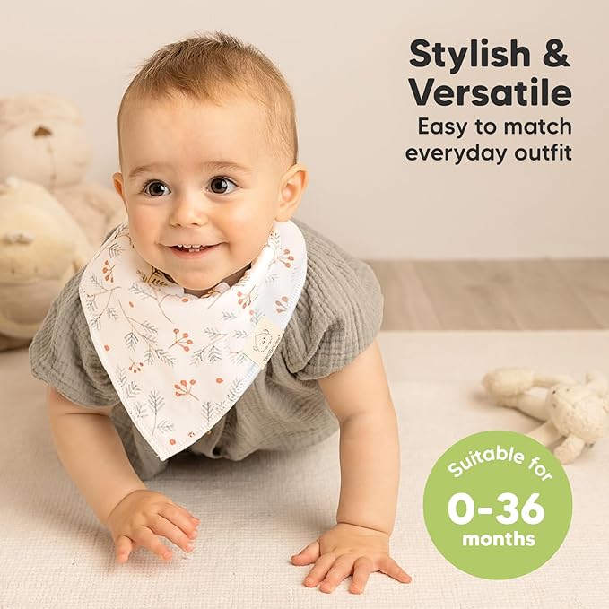 KeaBabies 8-Pack Organic Baby Bandana Bibs for Girls - Super Absorbent Triangle Baby Bibs for Drooling and Teething Infant, 100% Cotton Extra Soft for Newborn, Infant 0-36 Months (Bloom)