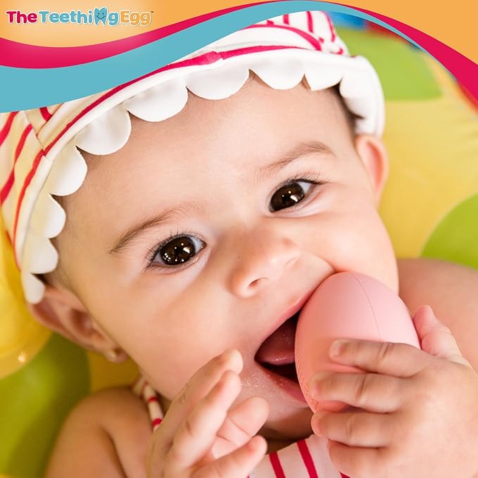 The Teething Egg Baby Teether – Freezable Teething Toy for Babies 3–6 Months up to 18 Months – Made in USA, Food-Grade TPE, Pink