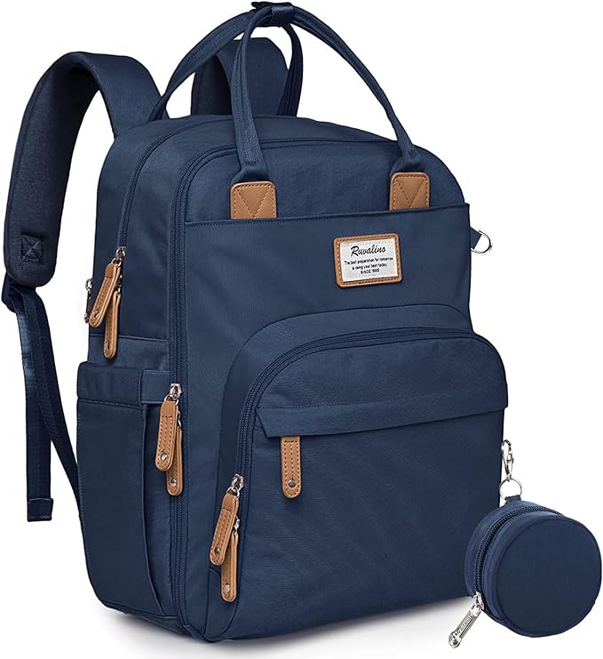 RUVALINO Diaper Bag Backpack-Multifunction Baby Travel Bag with Changing pad, Insulated Bottle Holders & Pacifier Case, Large Capacity, Waterproof, Peacock Blue