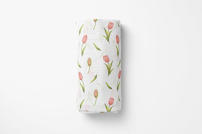 Muslin Swaddle Blankets, Soft Breathable Cozy Baby Blankets for Newborn Boys and Girls, 47” X 47“, 2 Pack Receiving Swaddles, 70% Viscose from Bamboo 30% Cotton (Garden Grace)