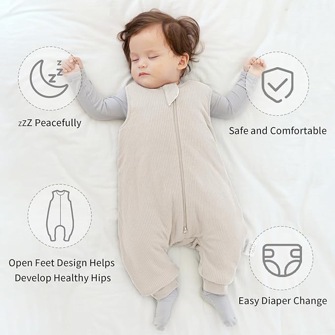 BubblePanda Rayon Made from Bamboo Toddler Sleep Sack with Feet 3t-4t 1.0 Tog Breathable Sleep Sack 36-48 Months Ultra Soft Baby Wearable Blanket with Legs Unisex Sleeping Bag with 2-Way Zipper