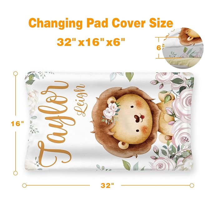 Custom Changing Pad Cover Set - Jersey Knit Ultra Soft Unisex Waterproof Diaper Changing Table Covers with Personalized Name for Baby Boys Girls - Comfy Cozy 2 Pcs Set Style09