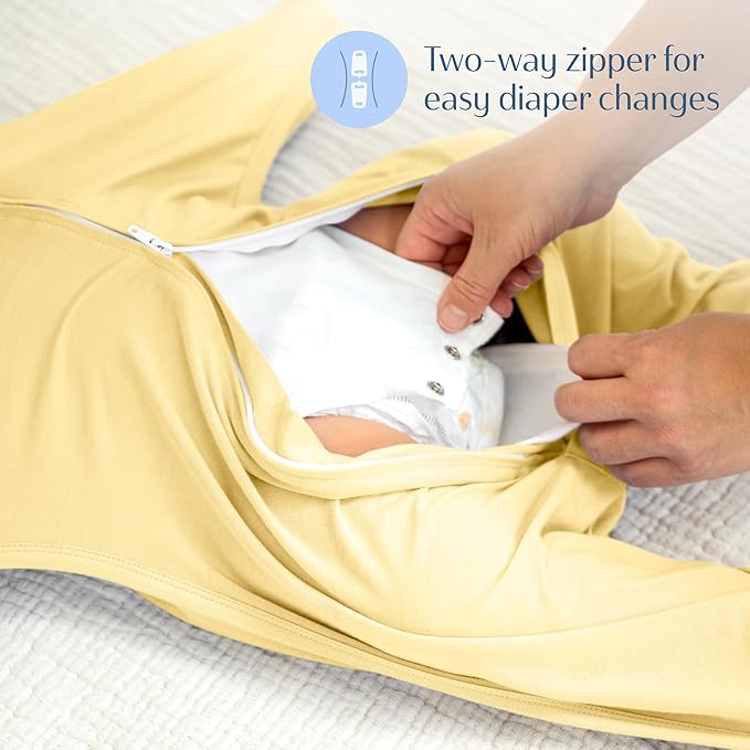 SleepingBaby Bamboo Zipadee-Zip Transition Swaddle – EverSoft Wearable Blanket with Two-Way Zipper for Easy Diaper Changes, Medium 6-12 months, Sunshine