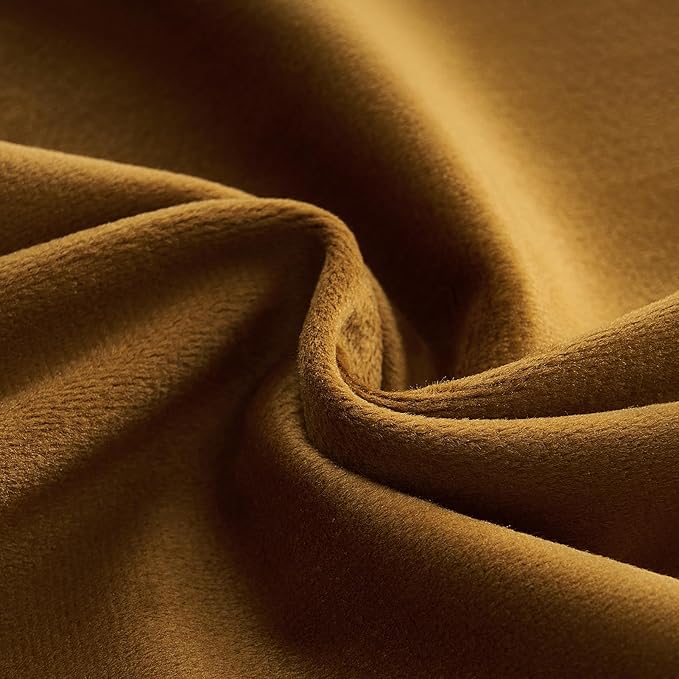 Topfinel Velvet Curtains 90 Inch Long,Golden Brown Copper Blackout Thermal Nursery Light Blocking Window Curtains for Bedroom,Sound Dampening Privacy Decorative Drapes 2 Panels Holiday Home Decor