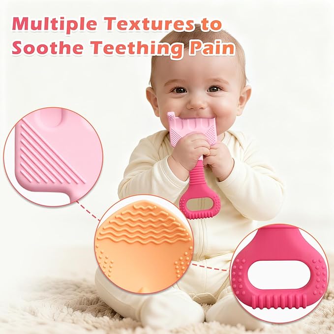 Gardening Tool Baby Teething Toys - Shovel & Rake Silicone Teethers for Babies 3-12 Months, Freezer-Safe Chew Toys for Teething Relief & Sensory Development, Ideal Stocking Stuffers & Christmas Gifts