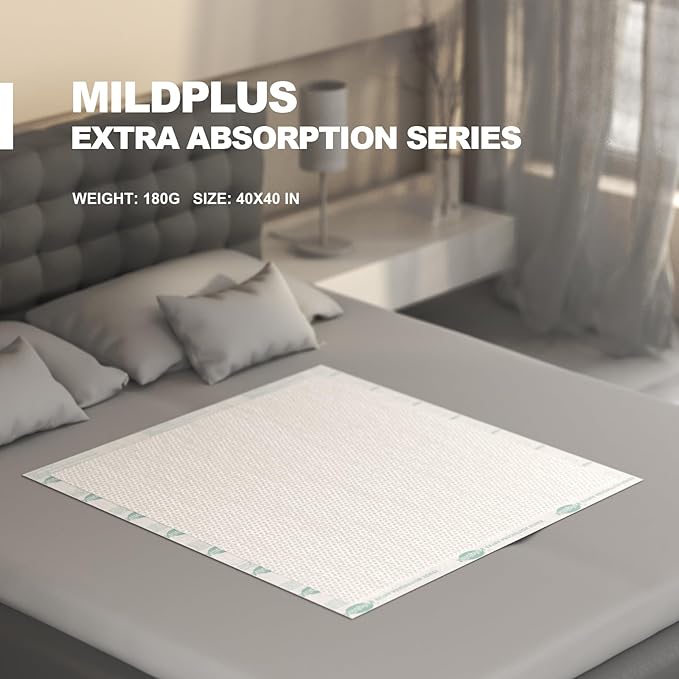 Heavy Duty Underpads 40"X40" Super Sized Chucks Pads 180 Grams Disposable Bed Pads with Strength Cloth Backing Extra Absorption Pads for Incontinence (100X100CM, 40 Count, Discreet Packaging)