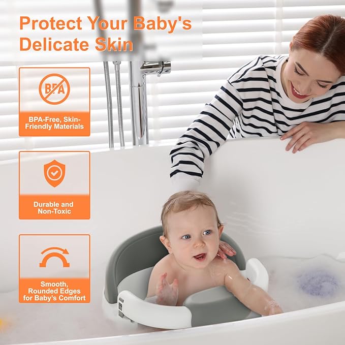 Baby Bath Seats for Babies Sitting Up, Non-Slip Baby Bathtub with 3 Suction Cups, Safe & Comfortable Toddler Bath Seat Ideal for Baby Bath/Shower Support, Stable Design, Pink (6-24 Months)