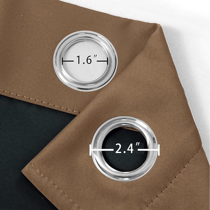 LEMOMO 100% Blackout Curtains 52 x 72 Inch Cappuccino Curtains 2 Panels Darkening Thermal Insulated Bedroom Curtains