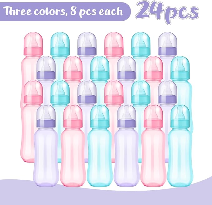 Norme 24 Pcs 9.5 oz Plastic Bottles Chug Shower Game Party Favors for Shower Decorations Gender Reveal Gifts (Many Color)